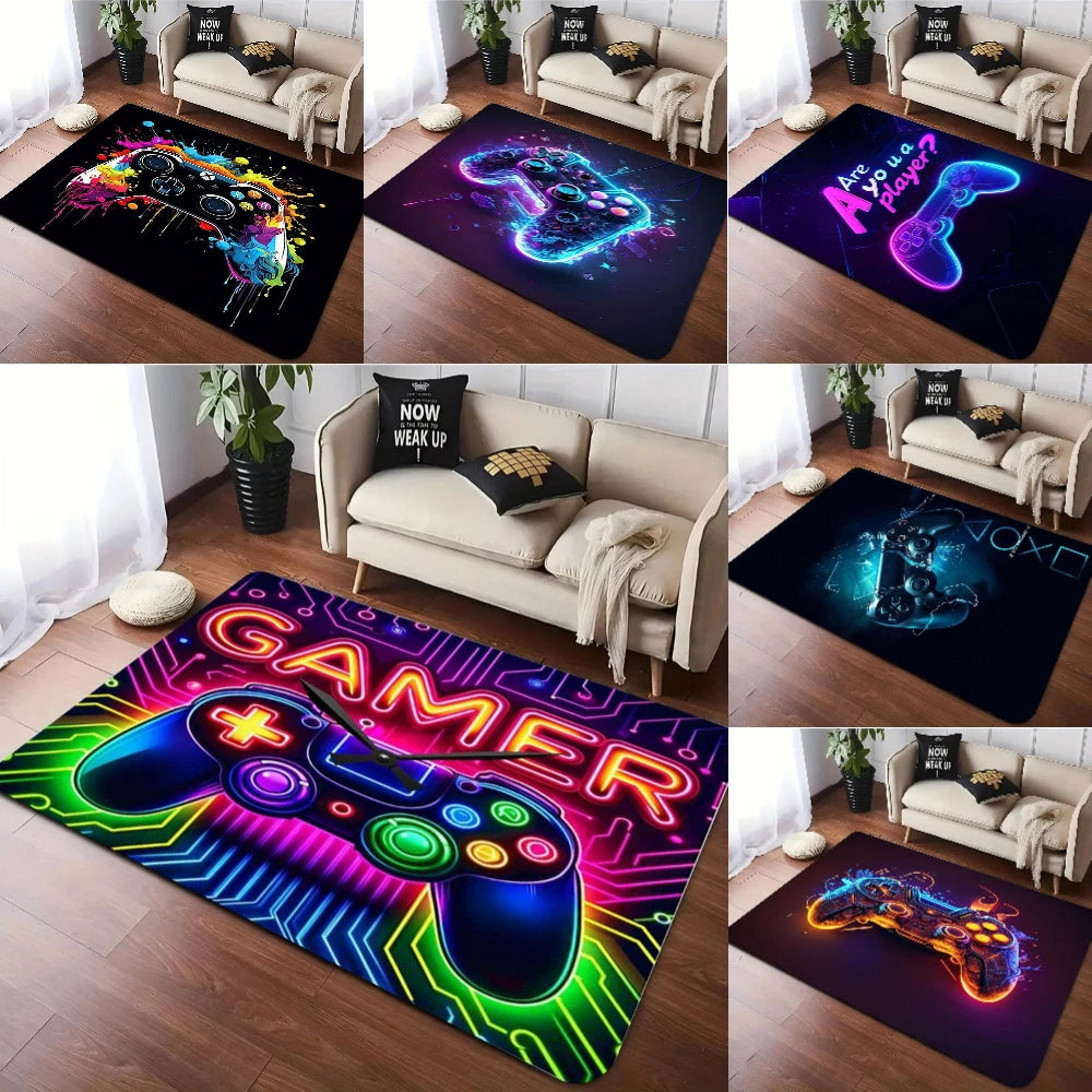 tapis jeu enfant chambre motif manette jeux vidéo velours antidérapant grande taille décoratif