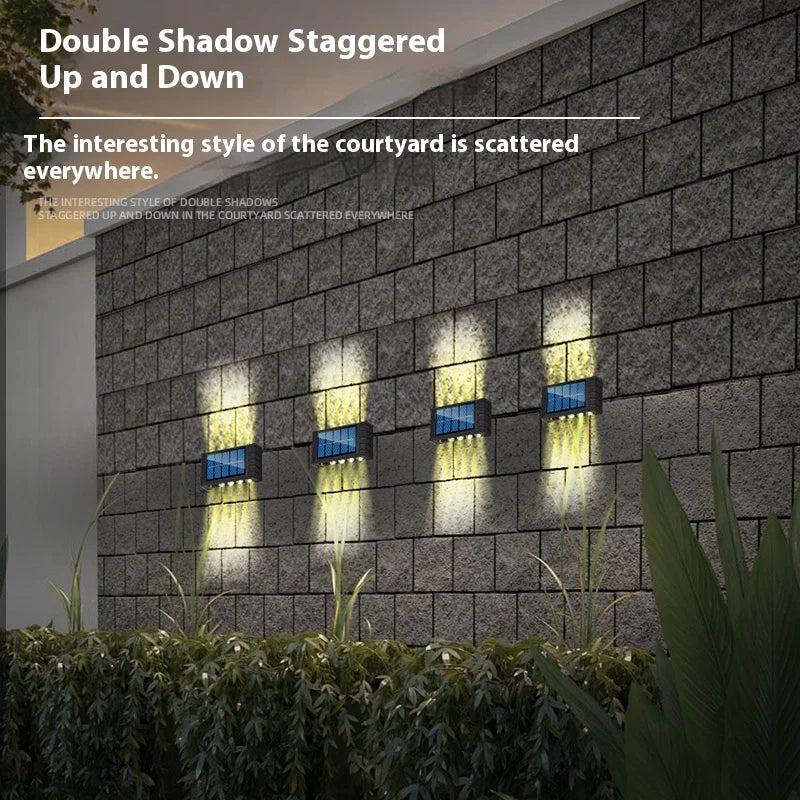 lampe murale solaire led moderne extérieure décoration jardin lumière jaune bleu