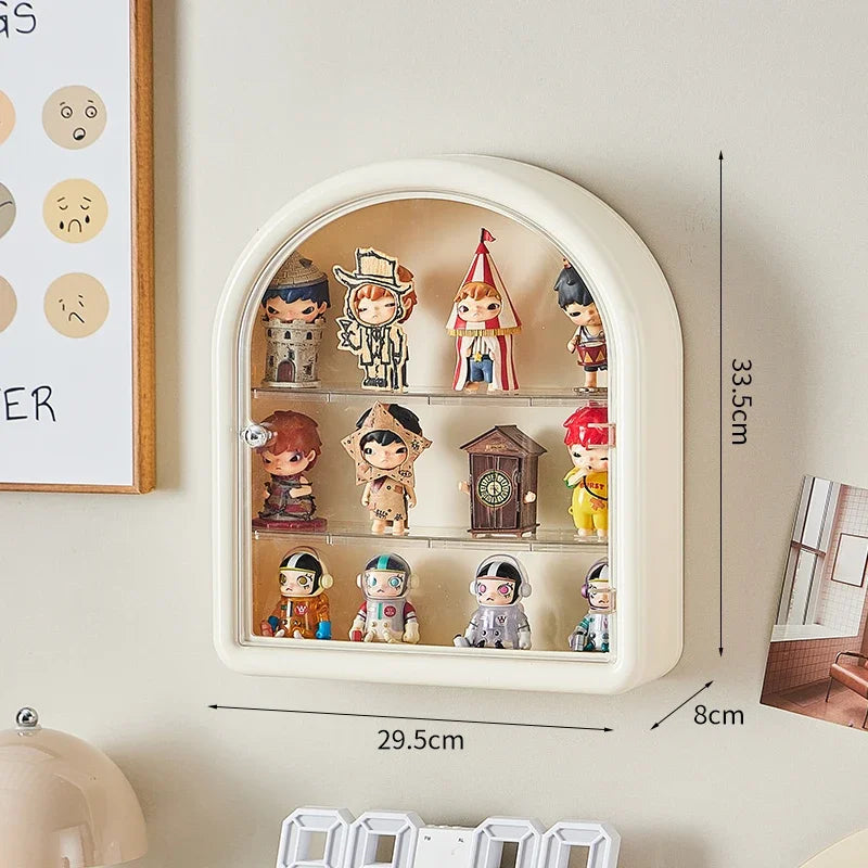 vitrine transparente moderne figurines anti poussière blanche exposant organisateur jouets eco friendly