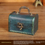 coffre bijoux bois vert marron vintage serrure imitation cuir okolets