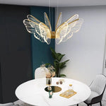 suspension lumineuse papillons blanc doré moderne minimaliste led chambre salonhôtel