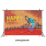 accessoires fête anniversaire gobelets pailles disques table thème sautillant happy birthday orange bleu blanc