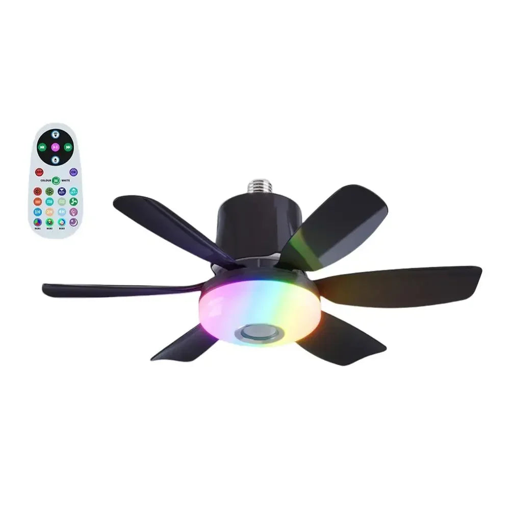 ventilateur led couleurs changeantes bluetooth télécommande moderne arc ciel éclairage chambre musique