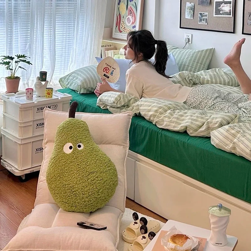 oreiller doux moelleux coussin peluche vert olive contemporain mignon décoration literie chambre fille
