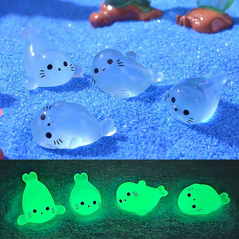 figurines baleines blancs translucides cartoon yeux narines ornement bricolage accessoires jardin nocturne lueur