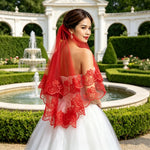 voile mariée blanc dentelle florale classique 140cm 280cm