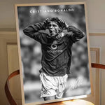 affiche noir blanche photo Ronaldo cadre décoration mur salon chambre réaliste