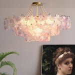 lampe suspendue classique rose fleurs chaîne ajustable blanc doré vintage chambre salon