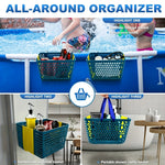 organisateur piscine suspendu bleu perforations feuilles étoiles ventouses crochets transport articles divers moderne