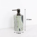 ensemble décoration salle bain marbre vert blanc moderne distributeur savon boîte mouchoirs flacon parfum