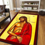 tapis religieux icône orthodoxe rouge bleu doré motif traditionnel salon chambre maison décoratif moderne