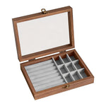 boîte bijoux bois marron compartiments velours transparente cadenas classique moderne