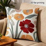 housse coussin décoratif motif floral brodée blanc rouge orange gris bohème rustiqueintérieur salon canapé
