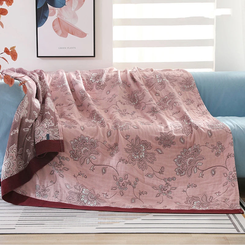 couette coton motif floral portable anti boulochage jaune bleu qualité printemps automne usage maison