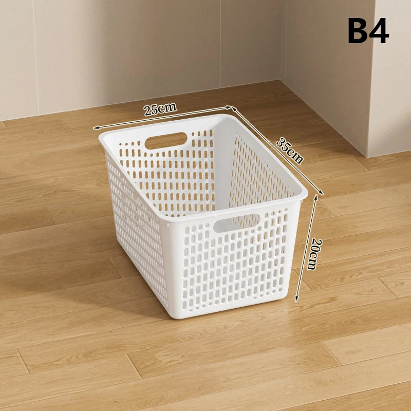 panier rangement perforé moderne poignées réutilisable articles divers boîte plastique beige clair