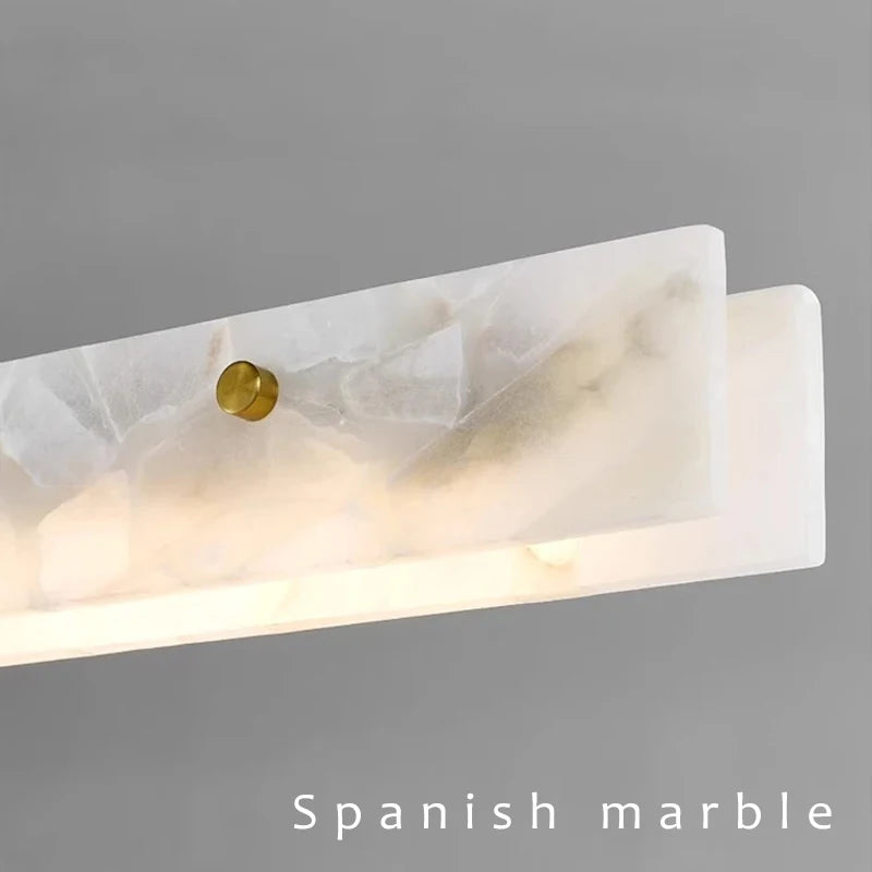 lampe suspendue moderne marbre blanc doré 120cm ajustable lumière led 2000lm