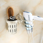 porte sèche cheveux mural or noir blanc texture métallique classique baroque adhésif brosse cheveux