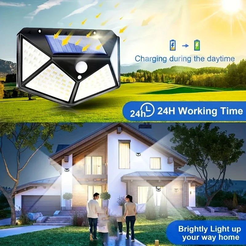 lumière solaire led capteur mouvement ip65 protection moderne noire quadrilléeextérieur autonomepas cher camping jardin