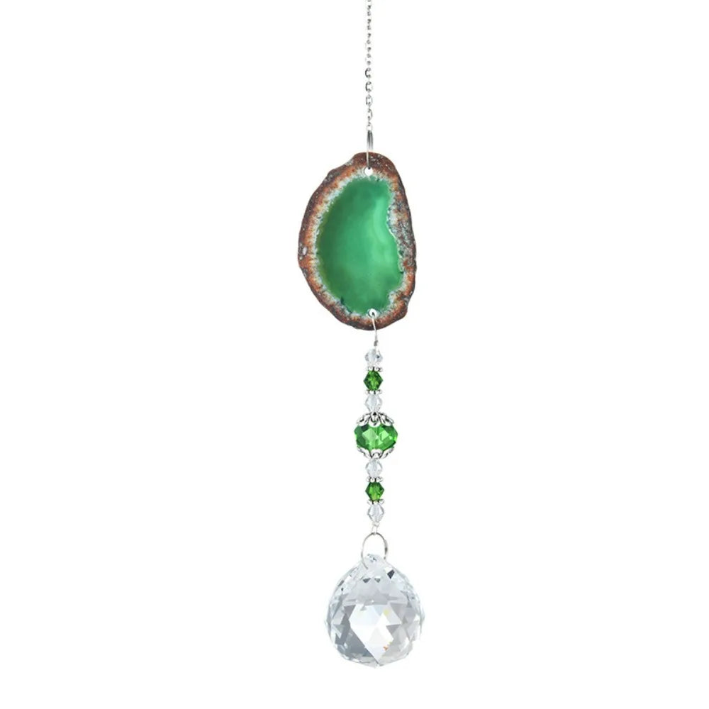 pendentif solaire agate naturelle colorées boule cristal bohème violet orange vert bleu beige