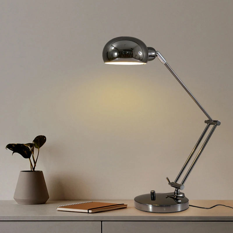 lampe moderne argentée base solide éclairage économie d'énergie chambre coucher pliable rechargeable certifiée