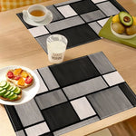 tapis table moderne carreaux géométriques noir gris lin adhésif 30x40cm set festifs