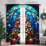 rideau multicolore arbre noël motifs géométriques moderne opacité polyester deux panneaux