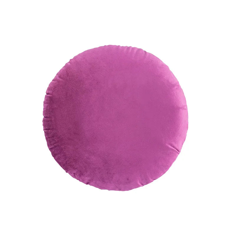 taies d'oreillers rondes velours couleurs unies moderne décoratives intérieur blanc bleu marine jaune rose