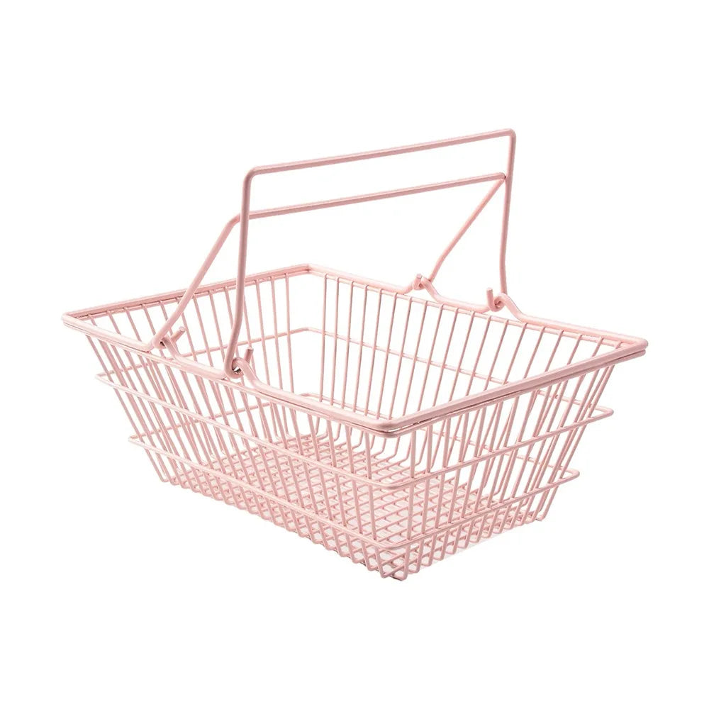 paniers rangement métal quadrillé rose kawaii mini chariot organisation
