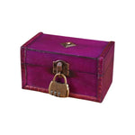boîte bijoux vintage simili cuir noir violet cadenas rustique antique