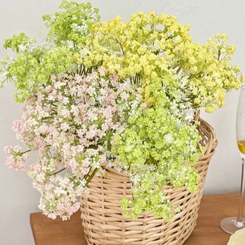 décoration intérieure bouquet fleurs artificielles blanc vert rose bleu moderne minimaliste