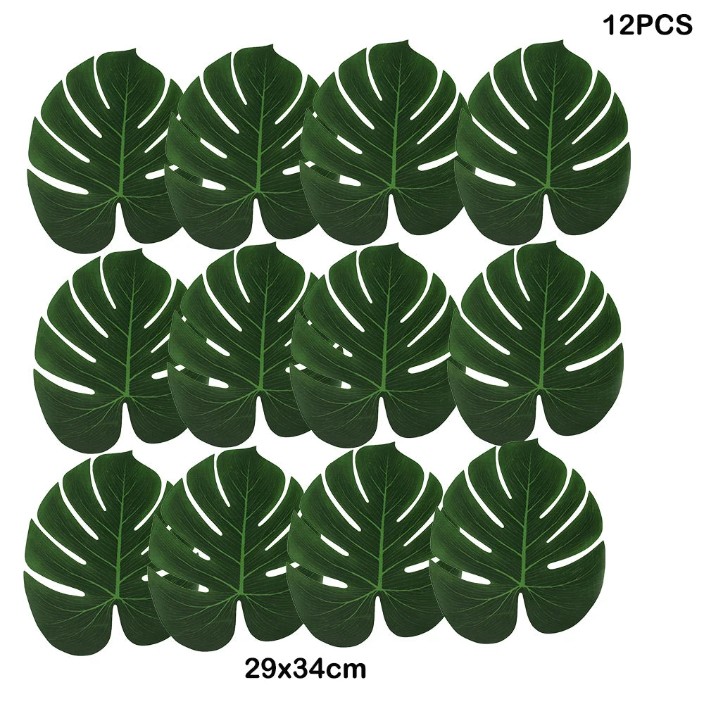 feuilles artificielles vert doré feuilles tropicales moderne extérieur décoration anniversaire mariage baby shower piquet