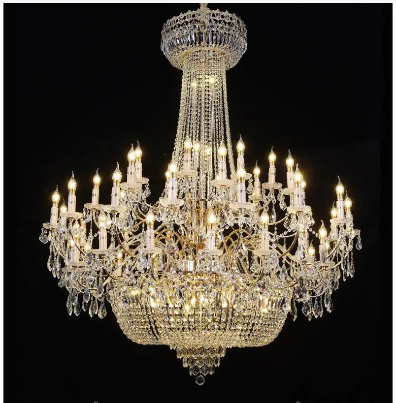 lustre doré cristal strass classique transparent salon chambre restaurant villa