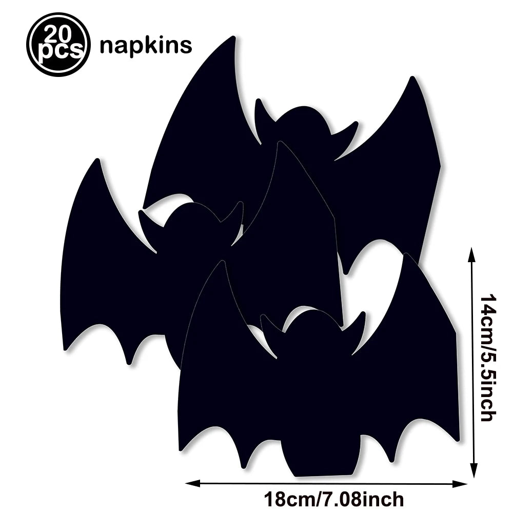 serviettes papier halloween motifs citrouille fantôme crâne main ensanglantée sorcière chauve souris cocktail