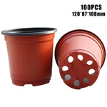 pots fleurs plastique rouge noir modernes grille drainage 9cm 10cm 11cm 12cm 13cm 14cm