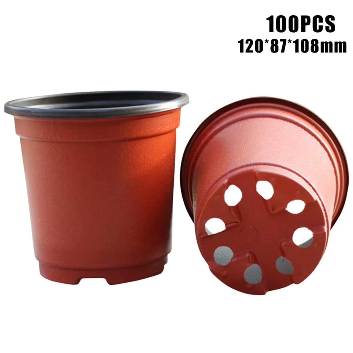 pots fleurs plastique rouge noir modernes grille drainage 9cm 10cm 11cm 12cm 13cm 14cm