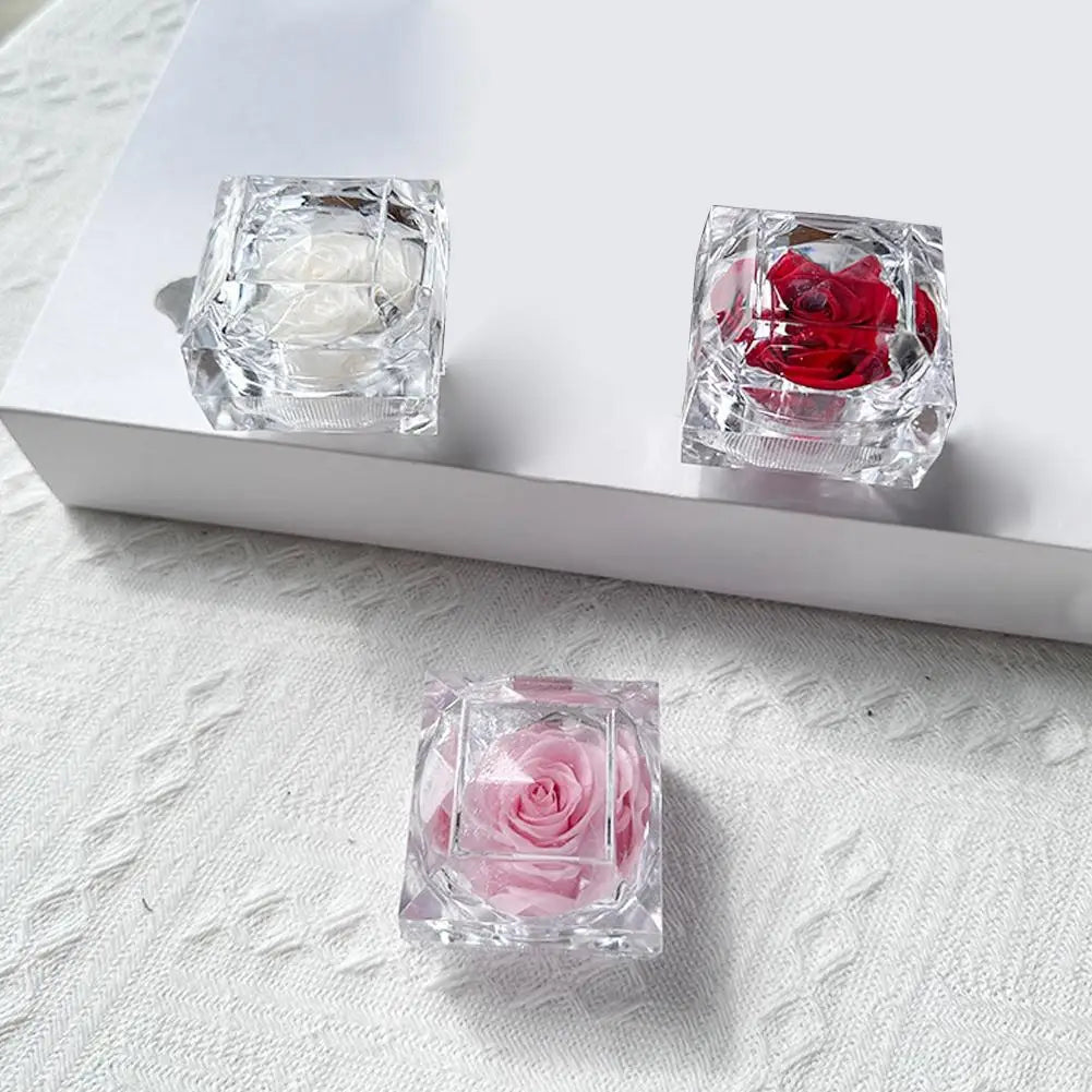 boîte fleurs acrylique transparente moderne rose blanche fleur stabilisée