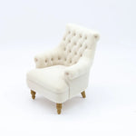fauteuil miniature blanc velours épais boutons classique 14+ deco maison poupée imitation salon