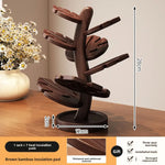 sous verre bois forme arbre isolant thermique dessous tasse feuille protège table plat décoratif
