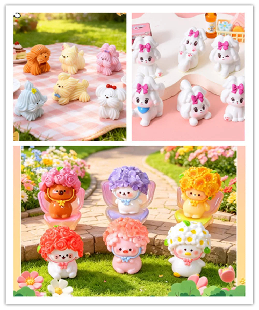 lot 100 figurines chiots peluche mignon fleurs résine décoration scrapbooking artisanat petit accessoire