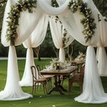 rideau mariage beige rouge blanc bleu clair translucide classique élégant 6m 75cm