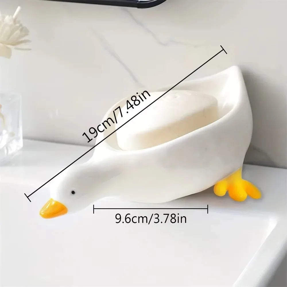 porte savon canard blanc jaune moderne salle bain douche évier