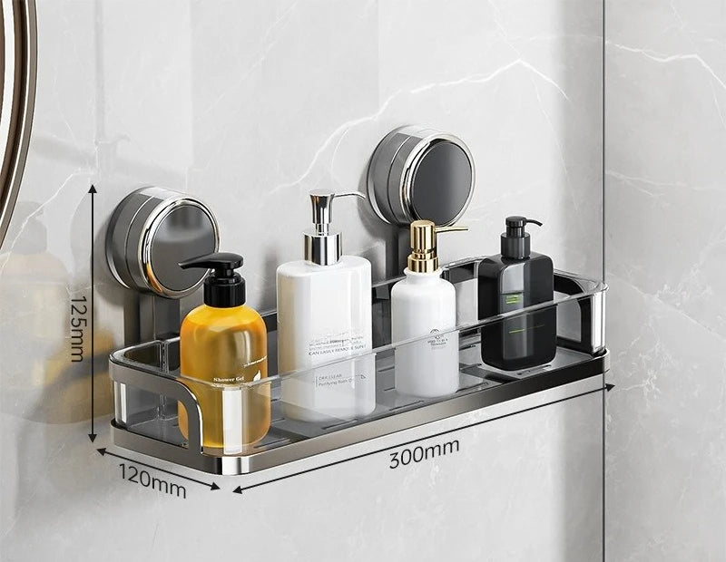 étagère salle bain moderne noir brillante adhésive minimaliste rangement pot crème pompe savon lotion