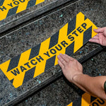 ruban autocollant anti dérapant jaune noir watch your step sécurité maison entreprise
