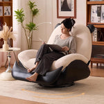 fauteuil relax moderne bois éponge tissu uni beige noir réglable multifonction
