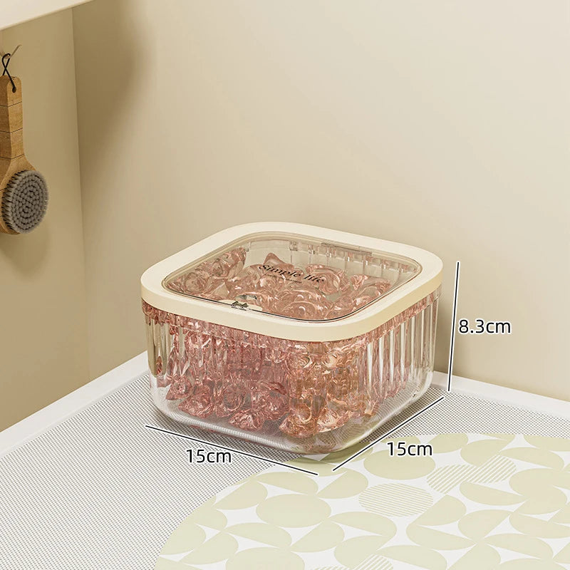 bac glace transparent moderne rayures verticales rangement 15x15x8.3 cm