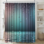 rideau douche moderne multicolore effet gouttes d'eau opacité anneaux suspension crochets durables