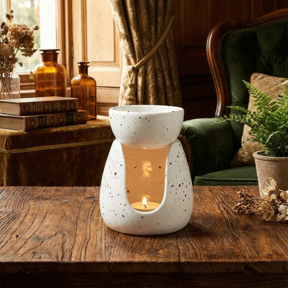 diffuseur huiles essentielles céramique blanc taches rustique moderne soucoupe led