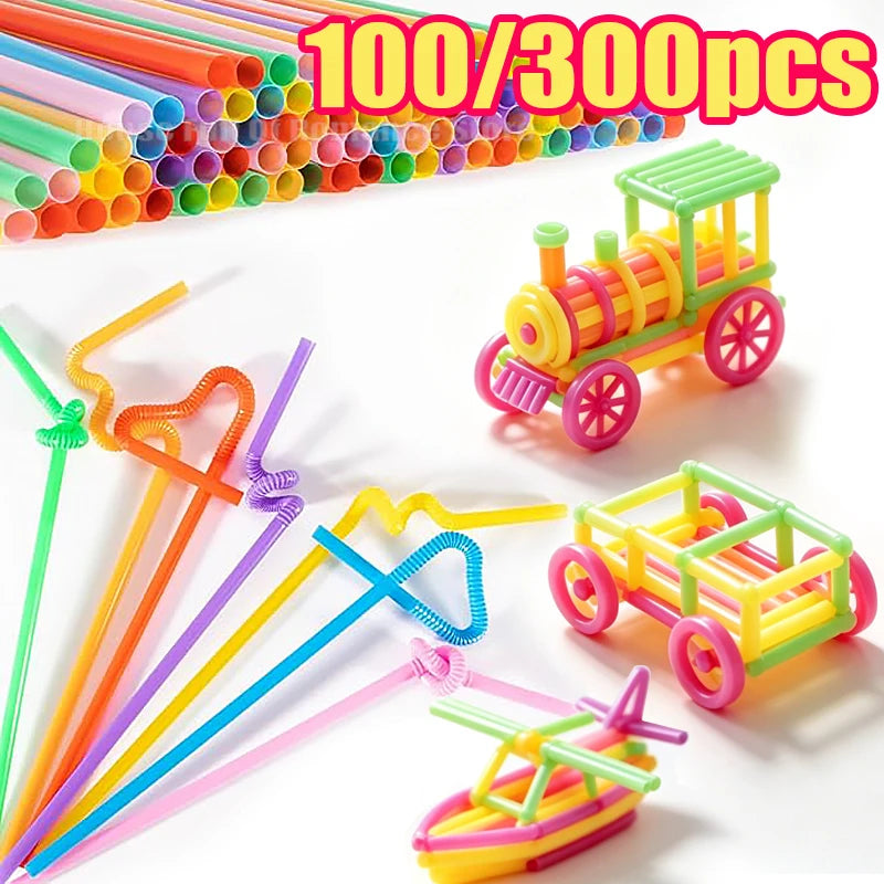 pailles tressées réutilisables multicolores spirales rectilignes tubes pliables artisanales créatives fabrication paniers