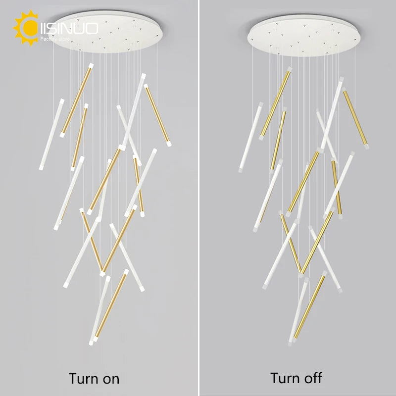 Suspension lumineuse contemporaine minimaliste noir blanc led 108w adjustable 350cm