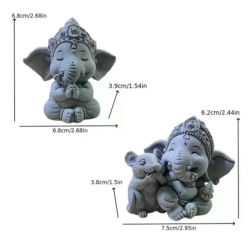 figurine éléphant gris artisanal texture granulée stylisé décoration maison prière